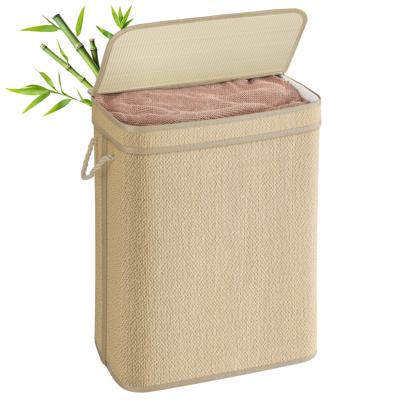 Bamboe wasmand met meerdere compartimenten en afneembare waszak, Natuurtint / 90 L (1 Vak)