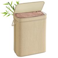 Bamboe wasmand met meerdere compartimenten en afneembare waszak, Natuurtint / 90 L (1 Vak)