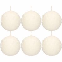 6x Witte sneeuwbal bolkaarsen 10 cm 67 branduren