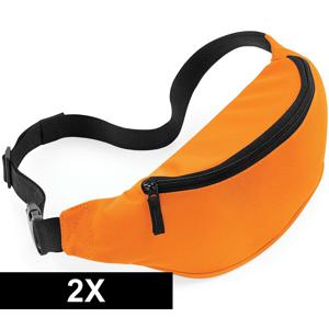 Heuptasje/buideltasje - 2x - oranje - 38 cm - festivaltasjes - Reis/vakantie/wandel tasje