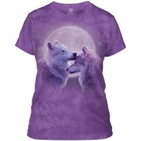 Ladies T-Shirt Mountain Artwear Loving Wolves XL