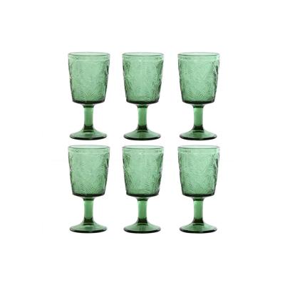 Set van bekers Home ESPRIT Groen Kristal 285 ml (6 Stuks)