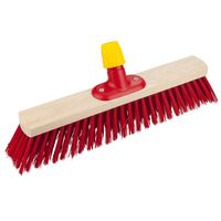 Houten harde straatbezem/buitenbezem elaston rood 40 cm - Bezem - thumbnail