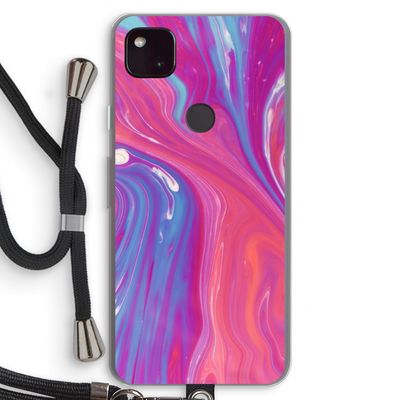 Paarse stroom: Pixel 4a 5G Transparant Hoesje met koord