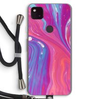 Paarse stroom: Pixel 4a 5G Transparant Hoesje met koord