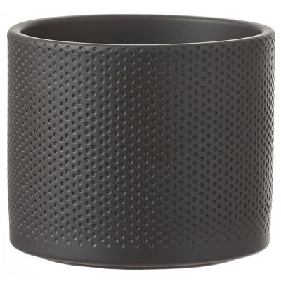 Mica Decorations Bloempot - antraciet - relief - keramiek - D18 x H15 cm - plantenpotten binnen