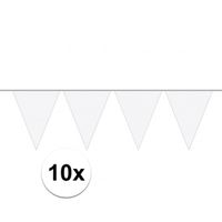 10x Party vlaggenlijn wit effen