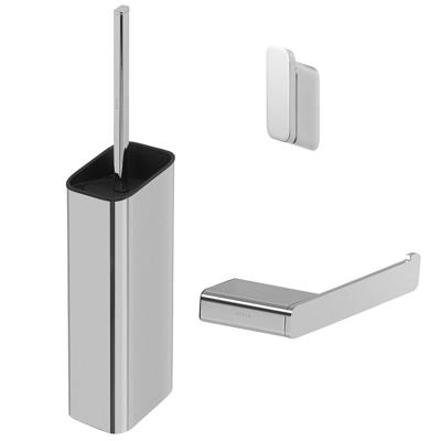 Toiletaccessorieset Geesa Shift | Toiletborstel met houder - Toiletrolhouder zonder klep - Handdoekhaak | Chroom