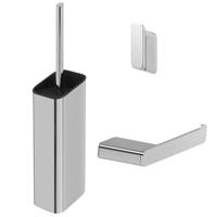 Toiletaccessorieset Geesa Shift | Toiletborstel met houder - Toiletrolhouder zonder klep - Handdoekhaak | Chroom
