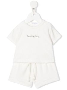 Studio Clay ensemble short-haut à logo imprimé - Blanc