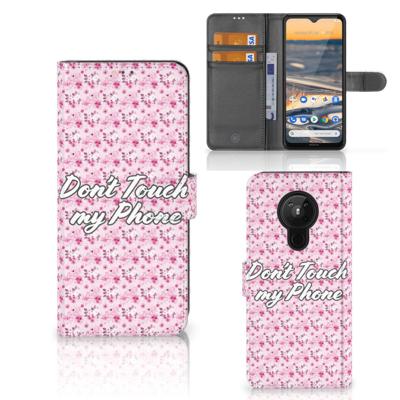 Nokia 5.3 Portemonnee Hoesje Flowers Pink DTMP Nokia 5.3 Portemonnee Hoesje Flowers Pink DTMP