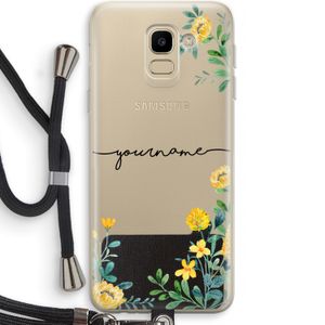 Gele bloemen: Samsung Galaxy J6 (2018) Transparant Hoesje met koord