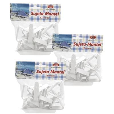 Tafelkleed klemmen kunststof - 36x - wit - 5 x 4 cm - Tafelkleedklemmen - Tafelzeilklemmen