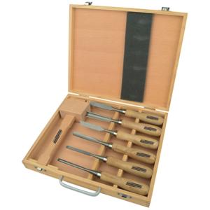 Houtbeitelset 7-delig met blokhamer Mannesmann houtsnijset 66107