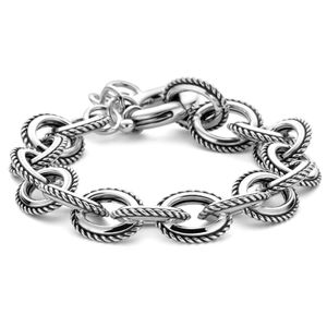 Armband Ankerschakel Bewerkt geoxideerd zilver 13 mm 18-21 cm