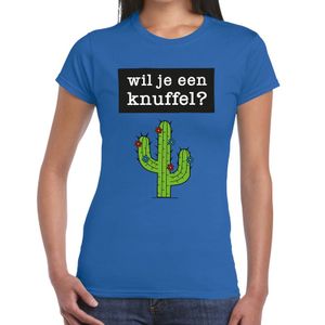 Wil je een Knuffel fun t-shirt blauw voor dames 2XL  -