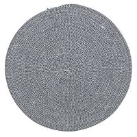 Ronde placemat zwart/wit katoen 38 cm - Placemats