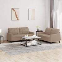 2-delige Loungeset met kussens kunstleer cappuccino