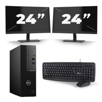 Dell Optiplex 3080 Micro USFF - Intel Core i5-10e Generatie - 16GB RAM - 256GB SSD - Windows 11 + 2x 24 inch Monitor