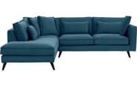 Goossens Bank Suite blauw, stof, 3-zits, elegant chic met ligelement links Goossens Bank Suite blauw, stof, 3-zits, elegant chic met ligelement links