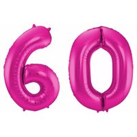 Cijfer ballon 60 jaar roze