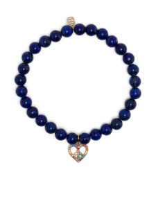 Sydney Evan bracelet Peace Cœur en or 14ct serti de pierres - Bleu