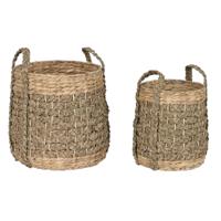 Decoratieve Mand Home ESPRIT Natuurlijk Zeegras Natuurlijke Vezel Tropisch (2 Onderdelen)