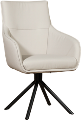 Crème leren industriële draaibare eetkamerstoel Fancy - Toledo leer Misty (crème leer)