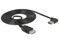 Delock USB-kabel USB 2.0 USB-A stekker, USB-A bus 1.00 m Zwart Stekker past op beide manieren, Vergulde steekcontacten, UL gecertificeerd 83551 - thumbnail