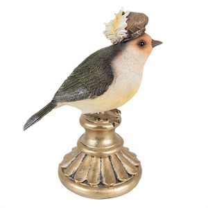 Clayre & Eef Decoratie Beeld Vogel 17 cm Grijs Polyresin Grijs