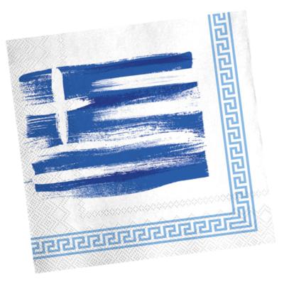 Griekenland Servetten - 20x - papier - wegwerpservetten - 3 laags - 33x33 cm - Griekse vlag Griekenland Servetten - 20x - papier - wegwerpservetten - 3 laags - 33x33 cm - Griekse vlag