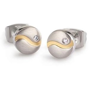 Boccia 05028-04 Oorknoppen titanium-diamant 0,015 ct zilver-en goudkleurig