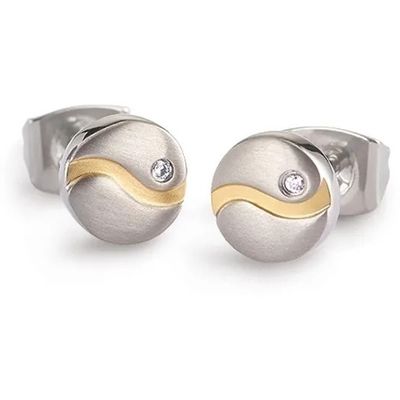 Boccia 05028-04 Oorknoppen titanium-diamant 0,015 ct zilver-en goudkleurig