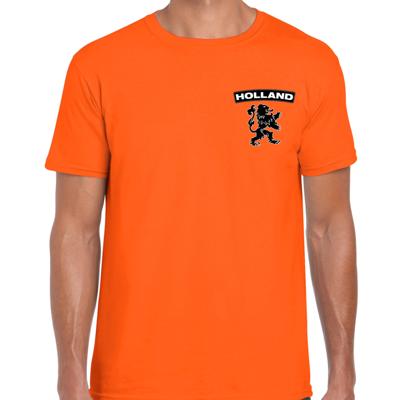 Oranje shirt - met oranje leeuw embleem op borst - heren - Holland / Nederland supporter