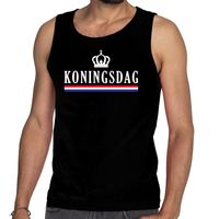 Zwart Koningsdag met vlag en kroon tanktop / mouwloos shirt voor