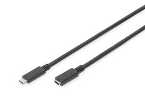 Digitus USB-kabel USB 2.0 USB-C stekker, USB-C bus 2.00 m Zwart Flexibel, Folie afscherming, Afscherming gevlochten AK-300210-020-S