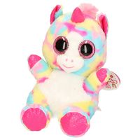 Keel Toys pluche eenhoorn knuffel - regenboog kleuren roze/geel - 25 cm   - - thumbnail