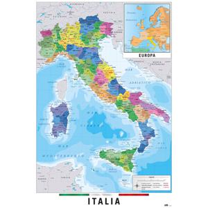 Poster Map Italia Physical Politic 61x91,5cm