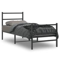 Bedframe met hoofd- en voeteneinde metaal zwart 75x190 cm