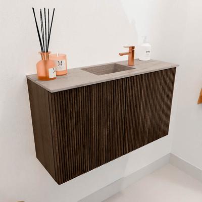 Toiletmeubel Mondiaz Joya Dlux | 70 cm | Meubelkleur Walnut | Faye wastafel Saba Wasbak Midden | 1 kraangat