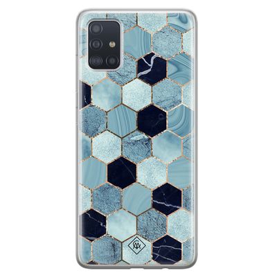 Samsung Galaxy A71 siliconen hoesje - Blue cubes