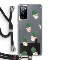 Cactusprint roze: Samsung Galaxy S20 FE / S20 FE 5G Transparant Hoesje met koord