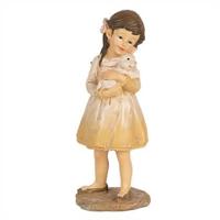 Clayre & Eef Beeld Meisje 15 cm Beige Polyresin