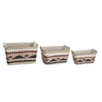 Mandenset DKD Home Decor Polyester Koloniaal Vezel (39 x 27 x 24 cm)
