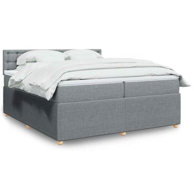 Boxspring met matras stof lichtgrijs 200x200 cm