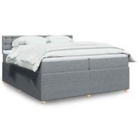 Boxspring met matras stof lichtgrijs 200x200 cm