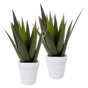 Kunstplant Aloe Vera - 2x - in pot - 23 cm