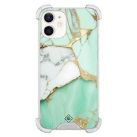 iPhone 12 mini shockproof hoesje - Marmer mintgroen