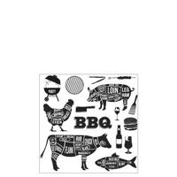 J-Line servet Bbq - papier - wit|zwart - small - 9 pakken van 20