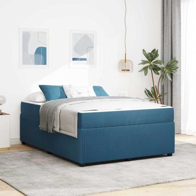 Bedframe met matras Anders Blauw 140 x 200 cm Fluweel